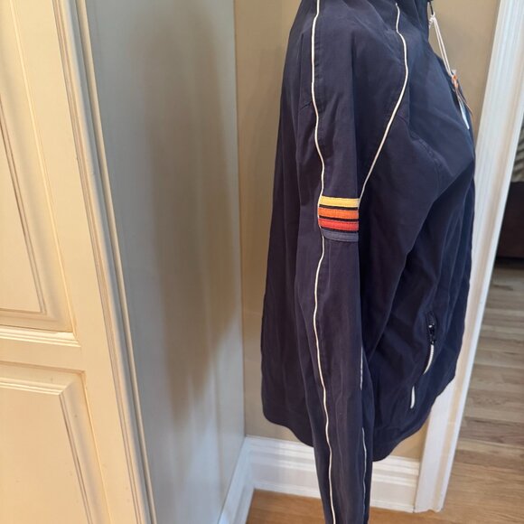 Marine Layer Freeman Mens Navy Blue Track Jacket Full Zip Casual Active Coat - Picture 2 of 4